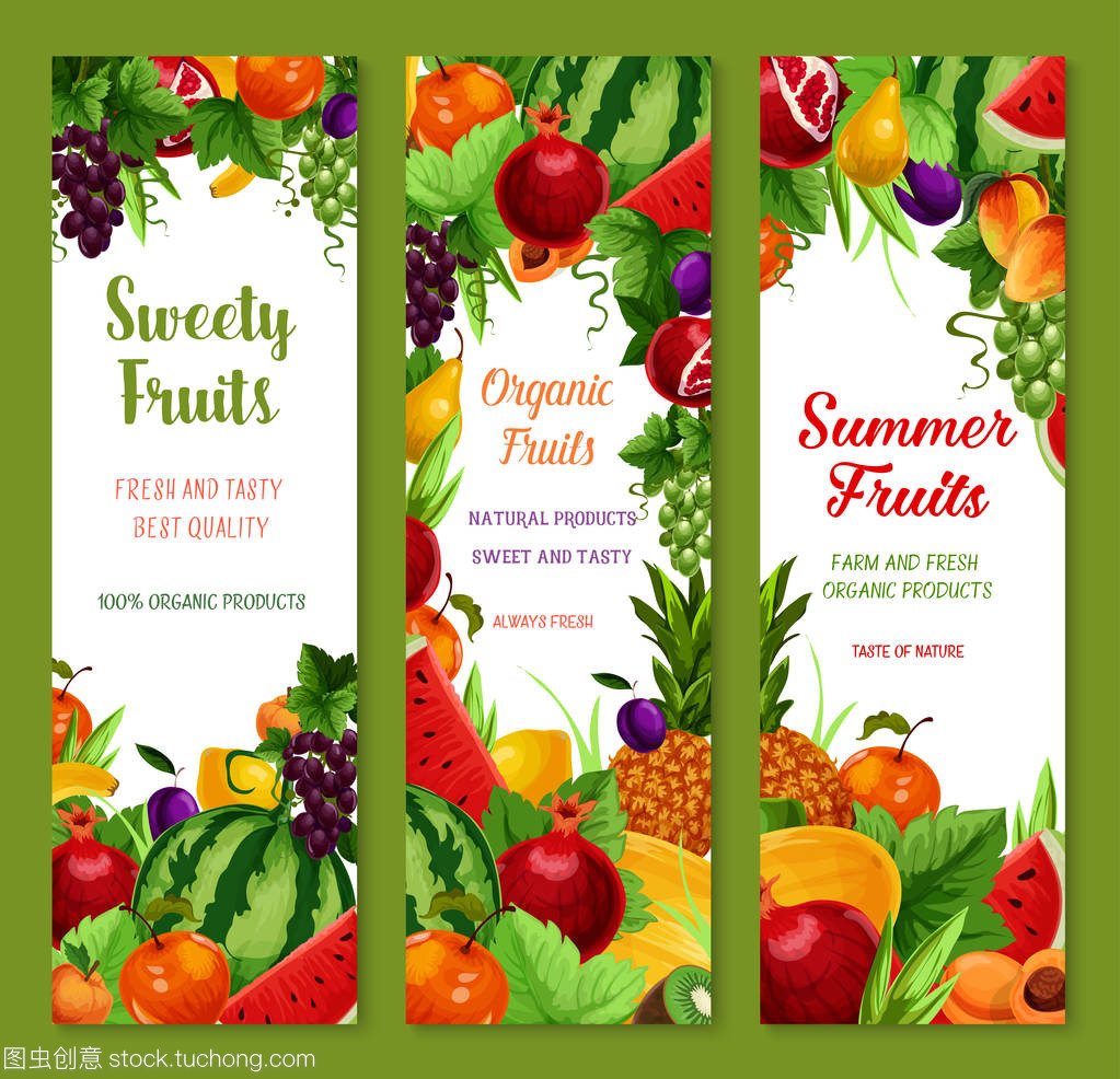 熱帶風(fēng)情 新鮮水果矢量橫幅設(shè)計(jì)指南